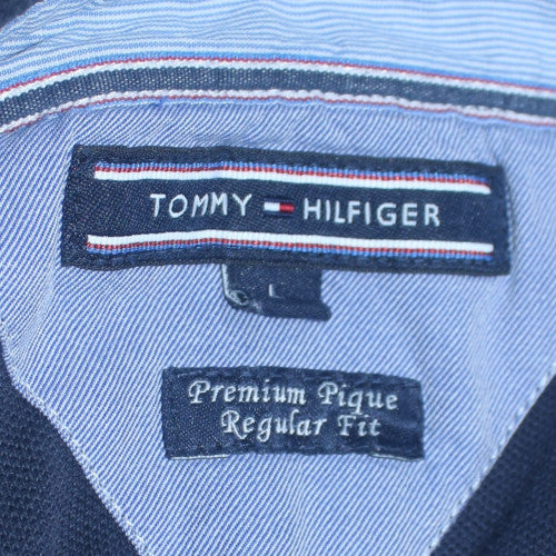 Tommy Hilfiger Men's Blue Long Sleeve Cotton Polo Shirt L Regular Fit