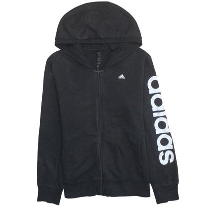 Adidas Women's Black Full Zip Hoodie Size L 16-18 Cotton Blend