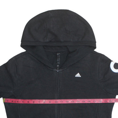 Adidas Women's Black Full Zip Hoodie Size L 16-18 Cotton Blend