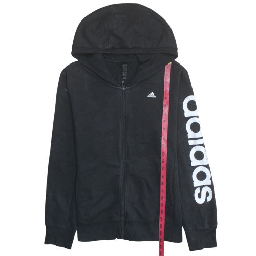 Adidas Women's Black Full Zip Hoodie Size L 16-18 Cotton Blend