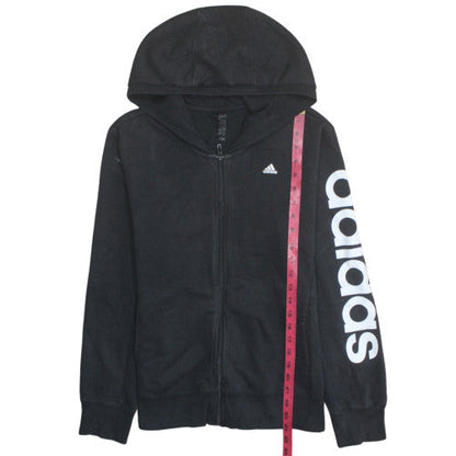 Adidas Women's Black Full Zip Hoodie Size L 16-18 Cotton Blend