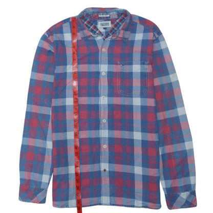 Hilfiger Denim Men's Blue Red Check Long Sleeve Button-Up Shirt L