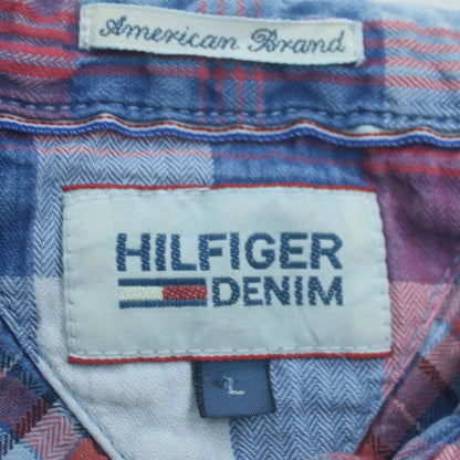 Hilfiger Denim Men's Blue Red Check Long Sleeve Button-Up Shirt L