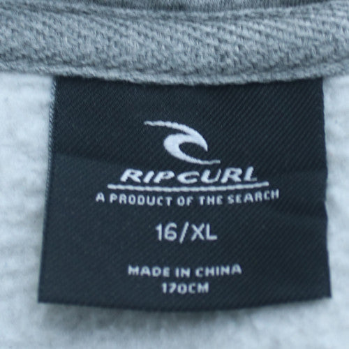 Rip Curl Boys Grey XL Pullover Hoodie – Surf Graphic Fleece Sweatshirt