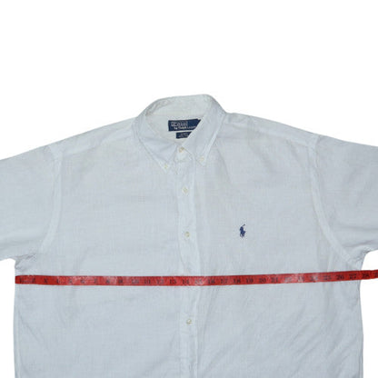 Polo Ralph Lauren Men's White Linen Short Sleeve Button-Up Shirt Size L