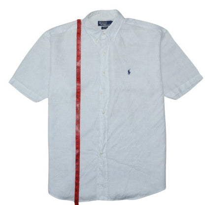Polo Ralph Lauren Men's White Linen Short Sleeve Button-Up Shirt Size L