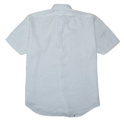 Polo Ralph Lauren Men's White Linen Short Sleeve Button-Up Shirt Size L