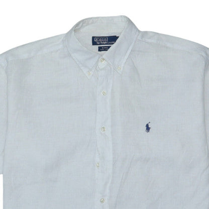 Polo Ralph Lauren Men's White Linen Short Sleeve Button-Up Shirt Size L