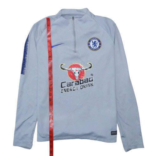 Nike Men's Grey Chelsea Football 1/4 Zip Dri-FIT Training Top Size S