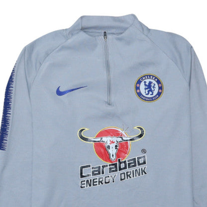 Nike Men's Grey Chelsea Football 1/4 Zip Dri-FIT Training Top Size S