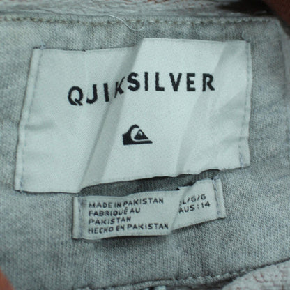Quiksilver Boys Brown Pullover Hoodie Size 14 L Cotton Blend Logo Sweatshirt