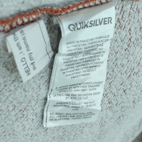 Quiksilver Boys Brown Pullover Hoodie Size 14 L Cotton Blend Logo Sweatshirt