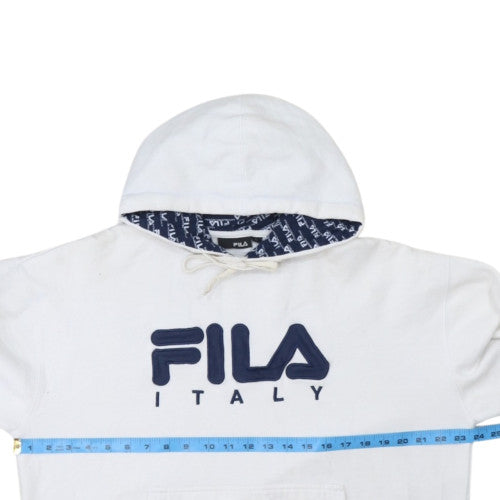 Fila Women's White Pullover Hoodie L Logo Graphic Print Cotton