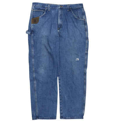 Wrangler Riggs Workwear Blue Men's 38x32 Straight Fit Denim Jeans