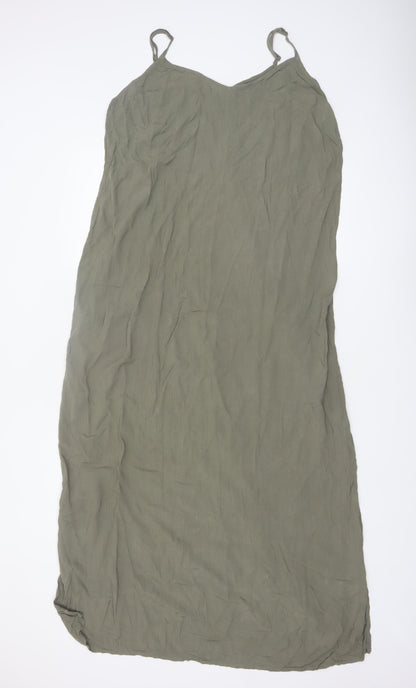 Marks and Spencer Women’s Green Viscose Slip Midi Dress Size 16