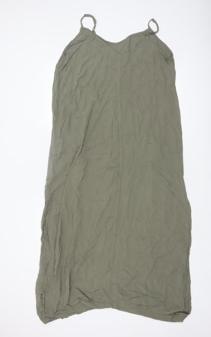 Marks and Spencer Women’s Green Viscose Slip Midi Dress Size 16