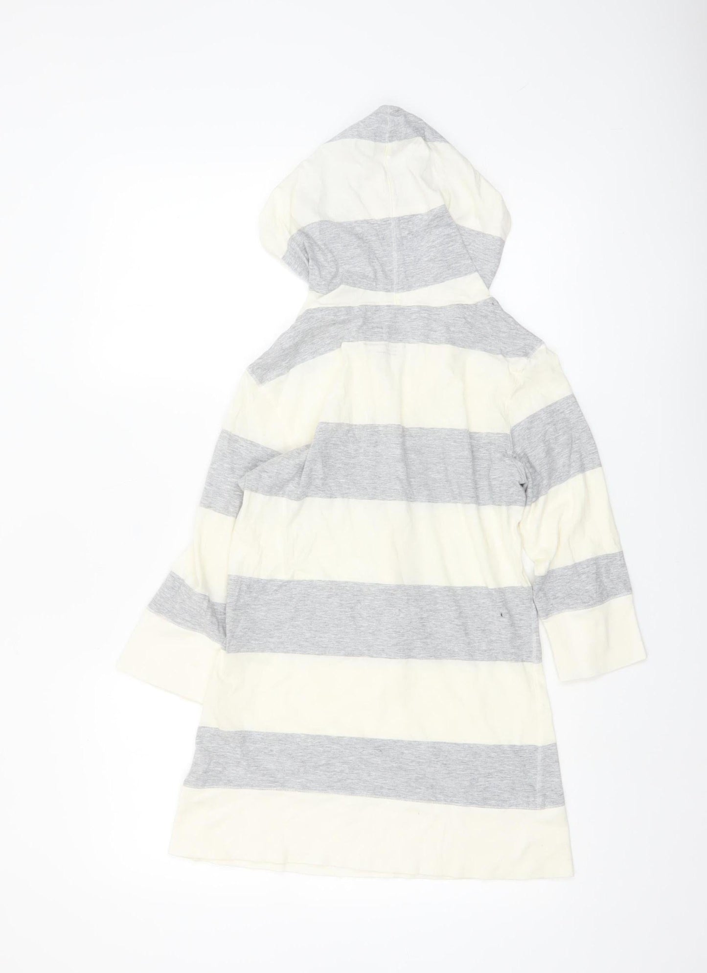 Aeropostale Women’s Grey White Striped Cotton Tunic Hoodie L