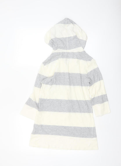 Aeropostale Women’s Grey White Striped Cotton Tunic Hoodie L