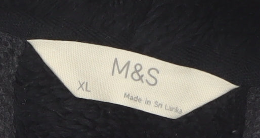 Marks and Spencer Men's Black Fleece Hooded Robe XL Winter Nightwear