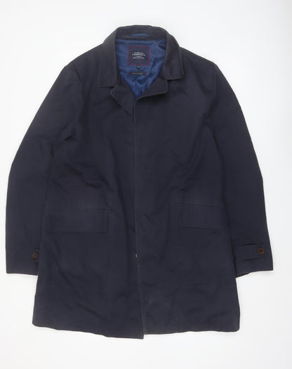 Charles Tyrwhitt Men's Blue 44R Cotton Lined Mid-Length Coat