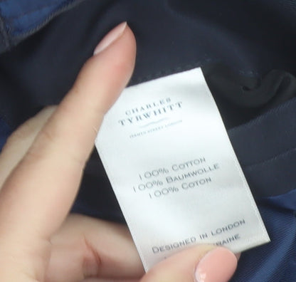 Charles Tyrwhitt Men's Blue 44R Cotton Lined Mid-Length Coat