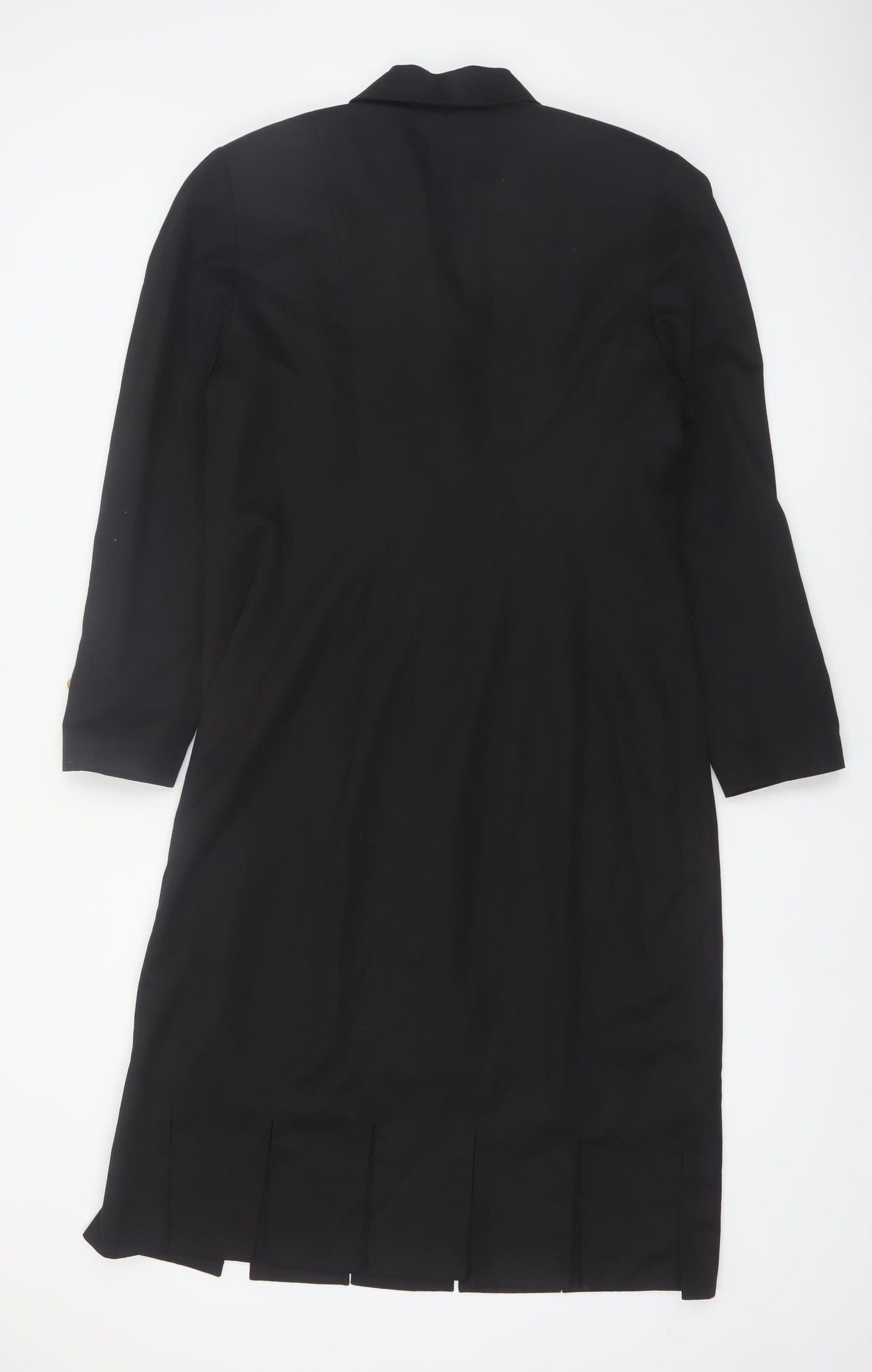 Spiegel Women Black Gold Military Long Coat Size 14 Polyester Rayon