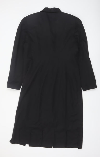 Spiegel Women Black Gold Military Long Coat Size 14 Polyester Rayon