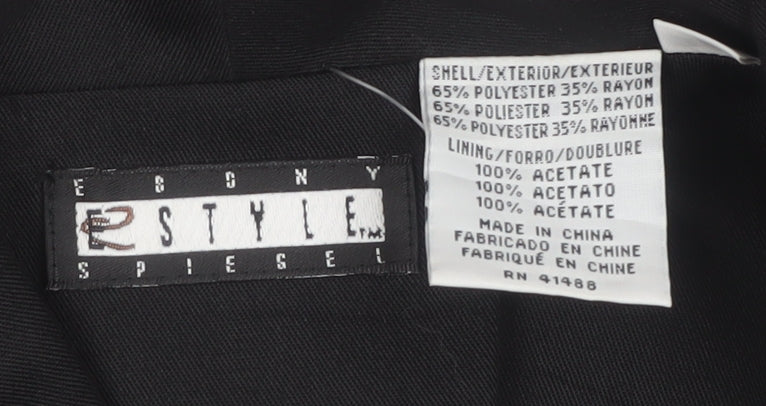 Spiegel Women Black Gold Military Long Coat Size 14 Polyester Rayon
