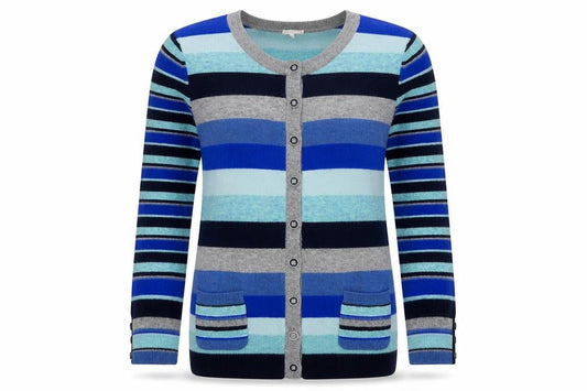 Country Casuals Women’s Multicoloured Striped Wool Angora Cardigan Size L