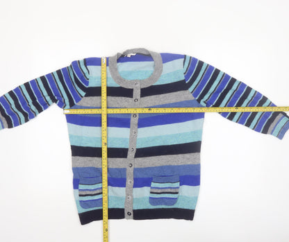 CC Women’s Multicoloured Striped Wool Angora Cardigan Size L