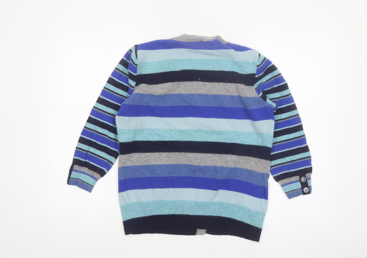 CC Women’s Multicoloured Striped Wool Angora Cardigan Size L
