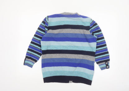 CC Women’s Multicoloured Striped Wool Angora Cardigan Size L