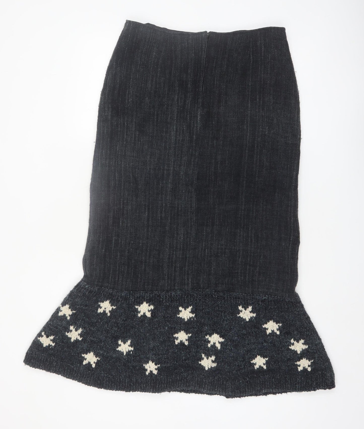 Amano Women Black Wool Midi Trumpet Knit Skirt M Bohemian Style