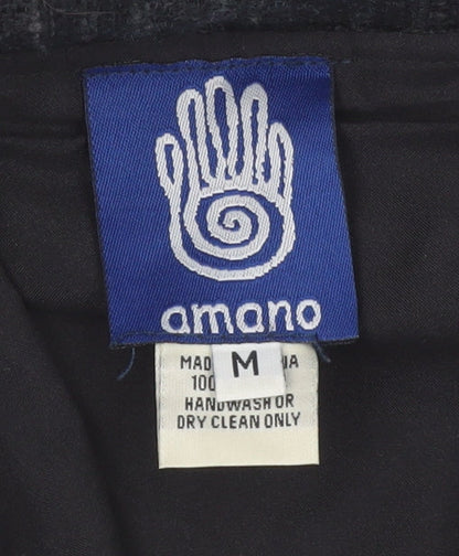 Amano Women Black Wool Midi Trumpet Knit Skirt M Bohemian Style