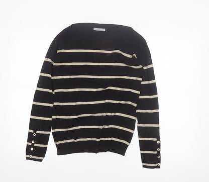 Wallis Womens Black Striped Boat Neck Pullover Jumper Size 12