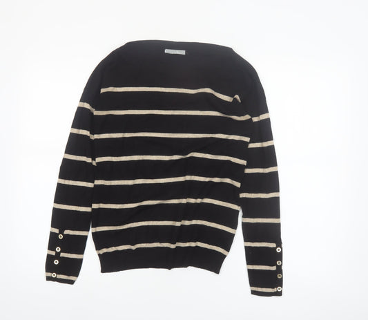 Wallis Womens Black Striped Boat Neck Pullover Jumper Size 12