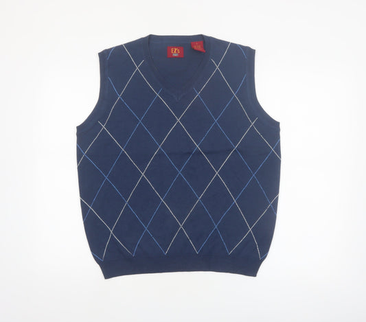 Haggar Men's Blue Argyle V-Neck Sleeveless Knit Vest S