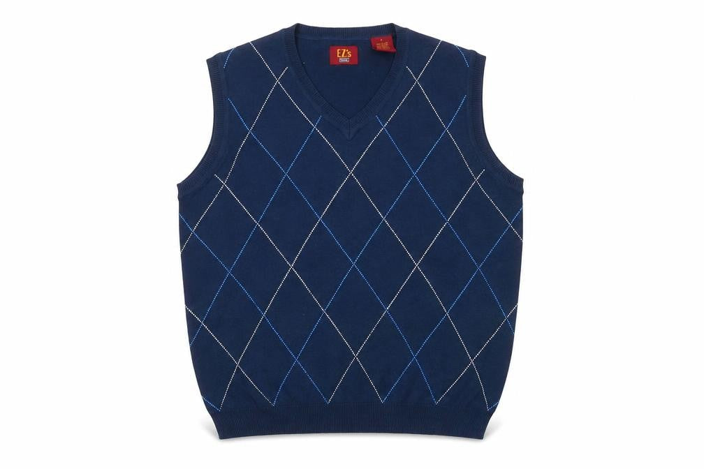 Haggar Men's Blue Argyle V-Neck Sleeveless Knit Vest S