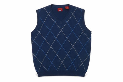 Haggar Men's Blue Argyle V-Neck Sleeveless Knit Vest S