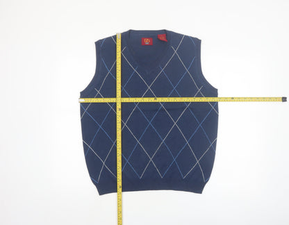 Haggar Men's Blue Argyle V-Neck Sleeveless Knit Vest S