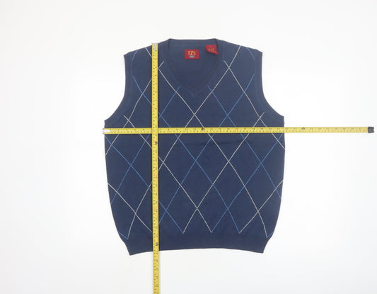 Haggar Men's Blue Argyle V-Neck Sleeveless Knit Vest S
