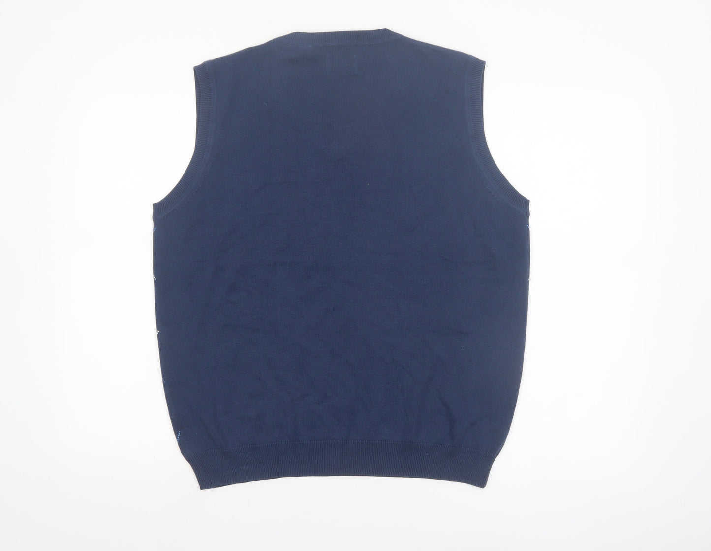 Haggar Men's Blue Argyle V-Neck Sleeveless Knit Vest S