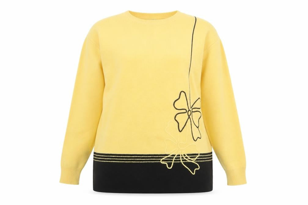Privilege Australia Women’s Yellow Black Bow Knit Jumper Size M