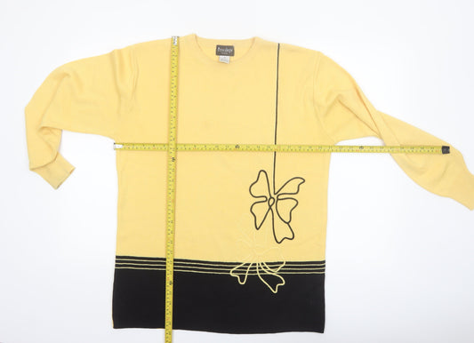 Privilege Australia Women’s Yellow Black Bow Knit Jumper Size M
