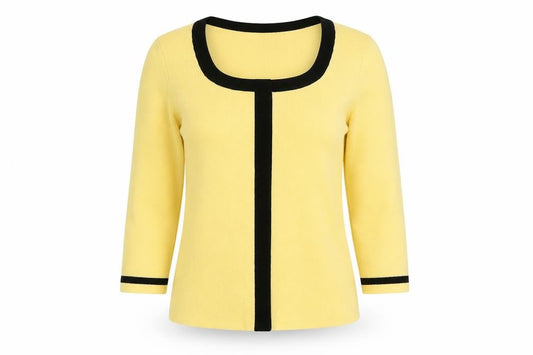 Casual Corner Annex Women Yellow Petite 3/4 Sleeve Knit Cardigan