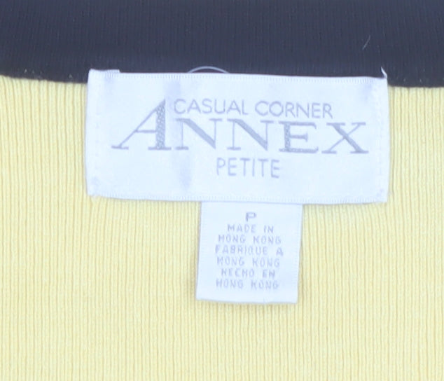 Casual Corner Annex Women Yellow Petite 3/4 Sleeve Knit Cardigan