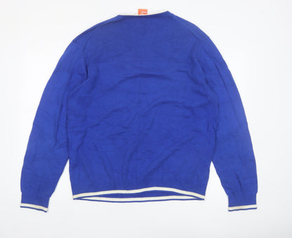 Puma Men's Blue V-Neck Cotton Pullover Jumper XL