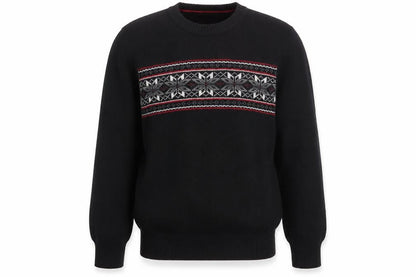 Dockers Men’s Black Fair Isle Cotton Crew Neck Jumper L