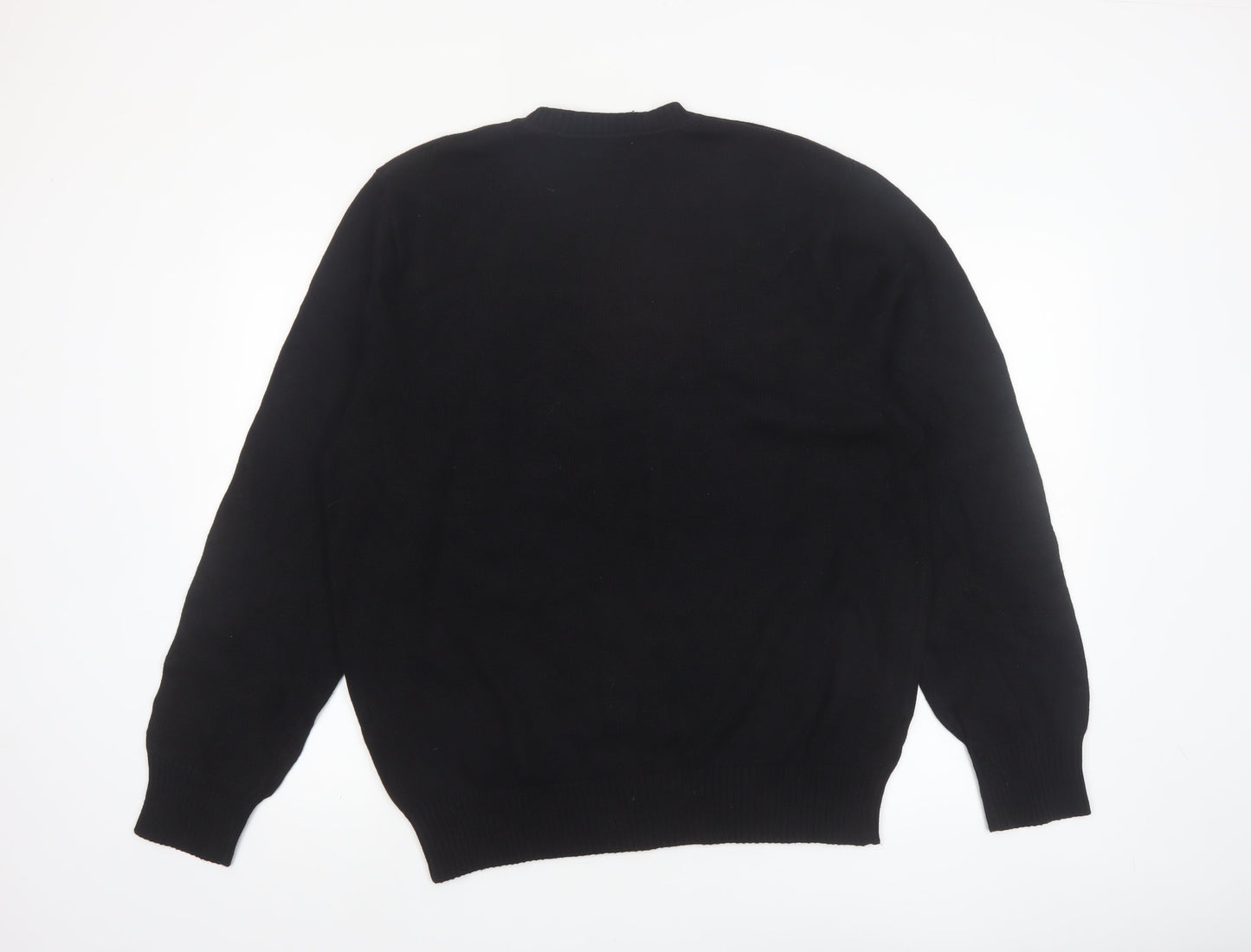 Dockers Men’s Black Fair Isle Cotton Crew Neck Jumper L