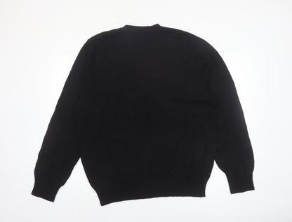 Dockers Men’s Black Fair Isle Cotton Crew Neck Jumper L